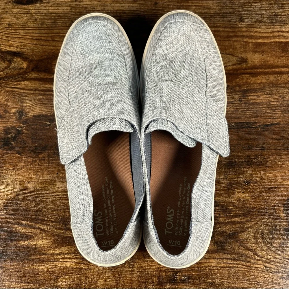 TOMS Altair Shoes Casual Slip On Gray Adjustable Strap Canvas Women's 10
